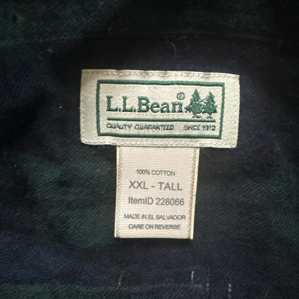 VTG LL Bean Flannel Mens Sz 2XLT Tall Black Watch Tartan Plaid Button Down L/S - Picture 4 of 7
